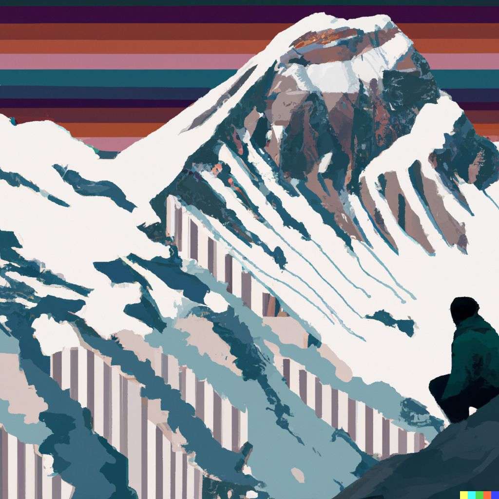 someone gazing at Mount Everest, digital art, op art